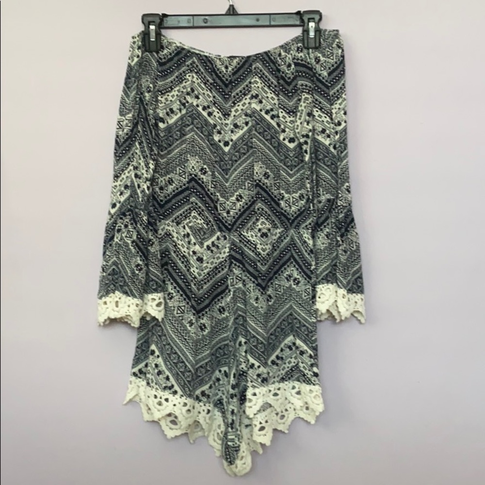 Navy blue and Cream Romper